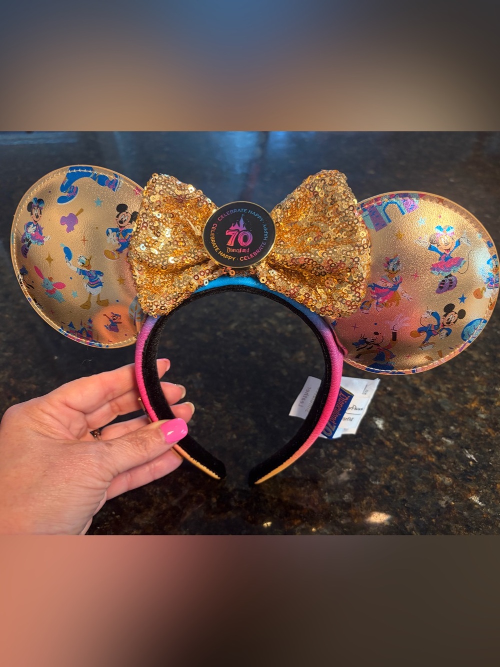 Loungefly Gold Sequin 70th Anniversary Minnie Ears Headband